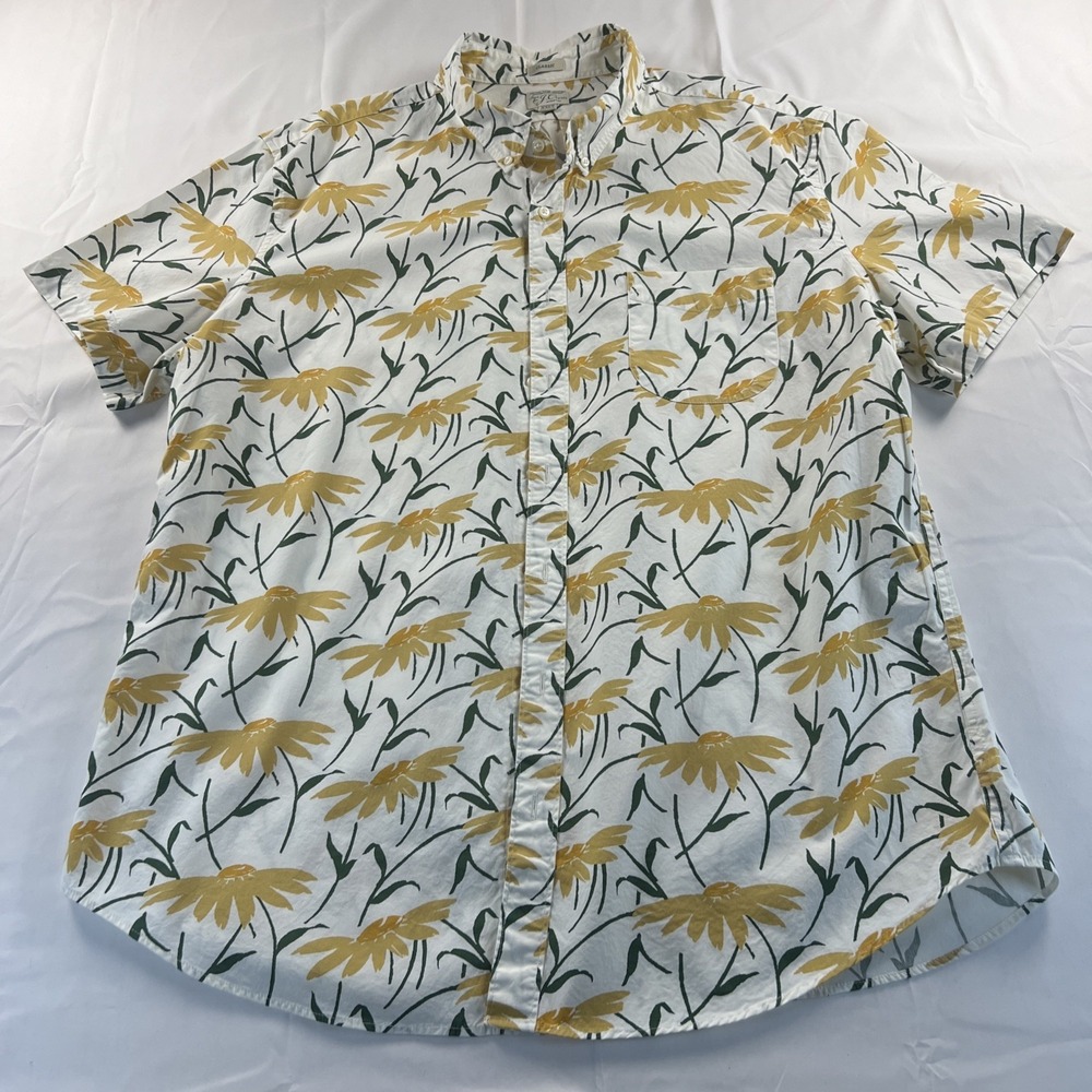 J.Crew Secret Wash Shirting Short Sleeve XXLT Classic Organic Cotton Stretch